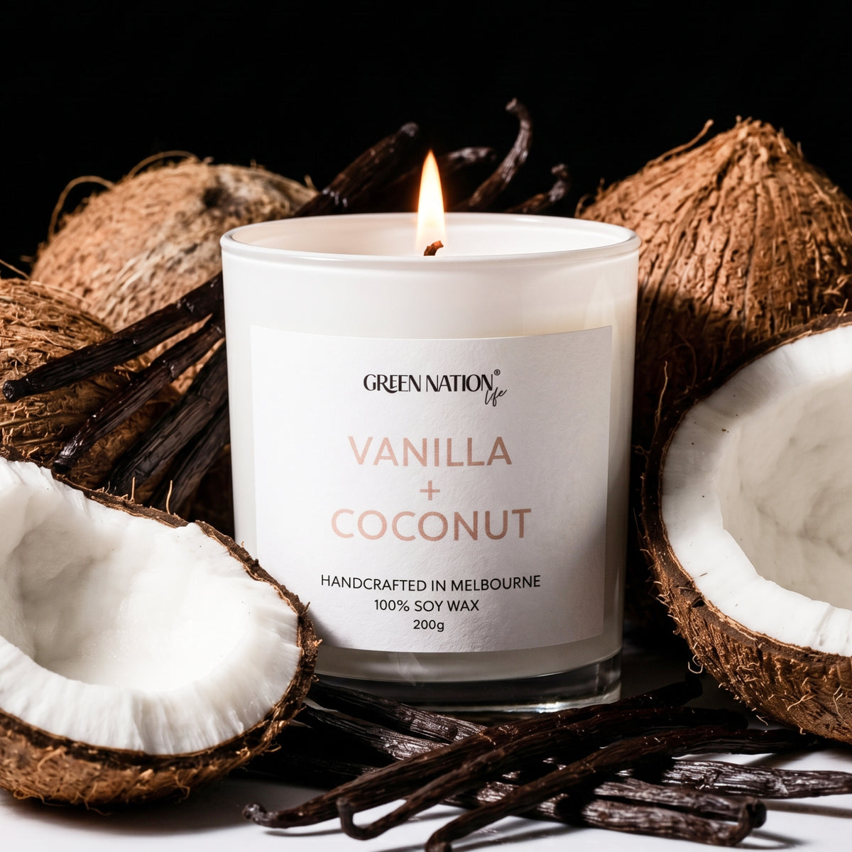Soy Wax Candle 200gm - Vanilla + Coconut