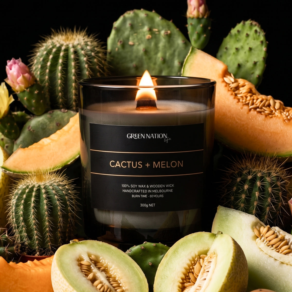 Soy Wax Candle 300gm - Cactus + Melon