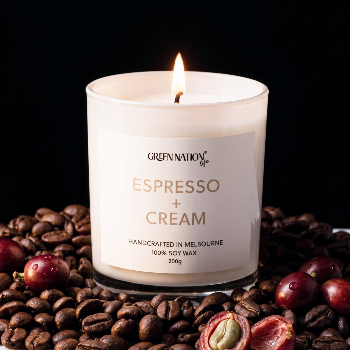 Soy Wax Candle 200gm - Espresso + Cream